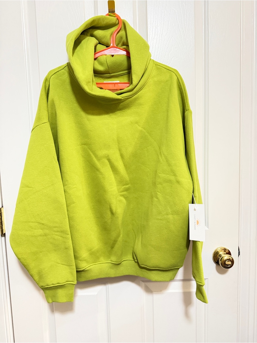 Sunday Lime Green Turtleneck Sweatshirt